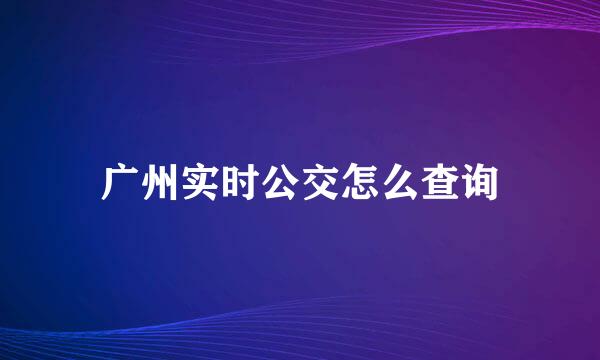 广州实时公交怎么查询