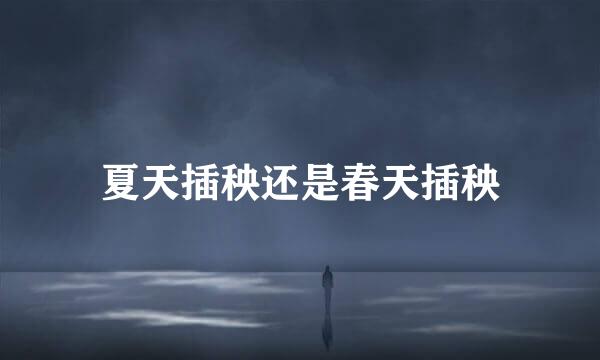 夏天插秧还是春天插秧