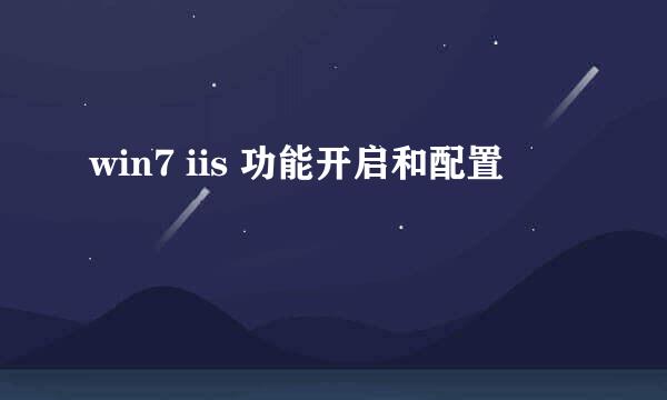 win7 iis 功能开启和配置
