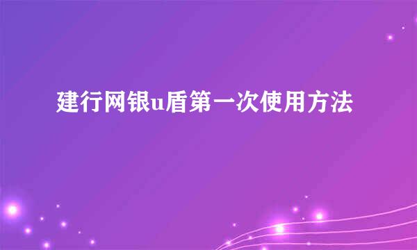 建行网银u盾第一次使用方法
