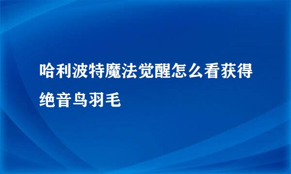 哈利波特魔法觉醒怎么看获得绝音鸟羽毛