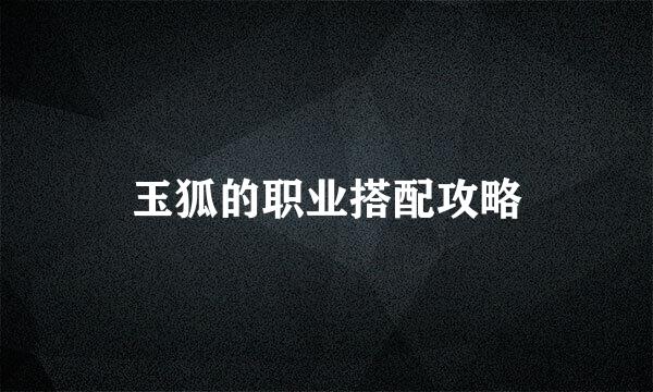 玉狐的职业搭配攻略