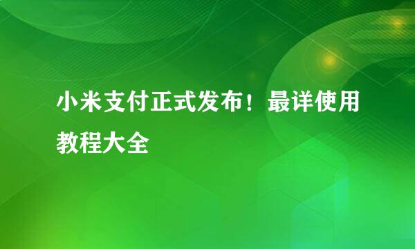 小米支付正式发布！最详使用教程大全