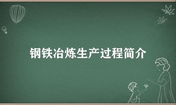 钢铁冶炼生产过程简介