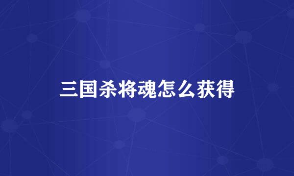 三国杀将魂怎么获得