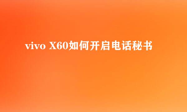 vivo X60如何开启电话秘书
