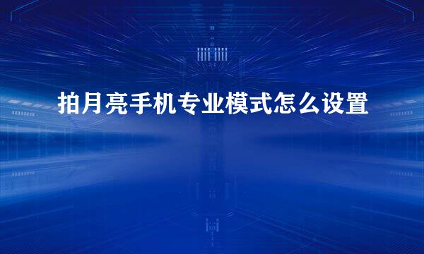 拍月亮手机专业模式怎么设置