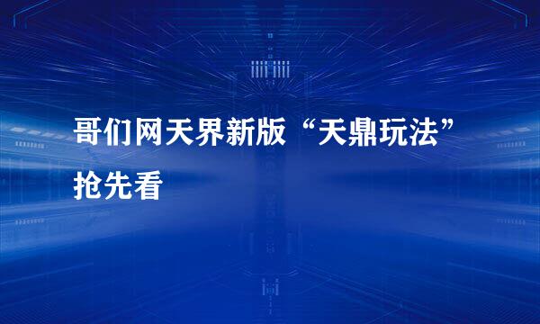 哥们网天界新版“天鼎玩法”抢先看
