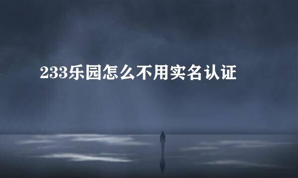 233乐园怎么不用实名认证