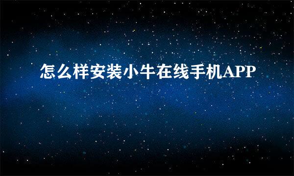 怎么样安装小牛在线手机APP