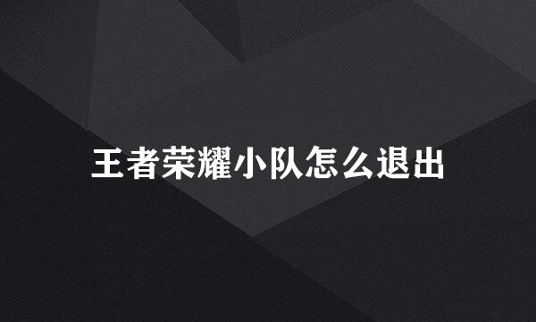 王者荣耀小队怎么退出