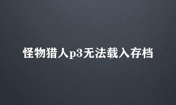 怪物猎人p3无法载入存档
