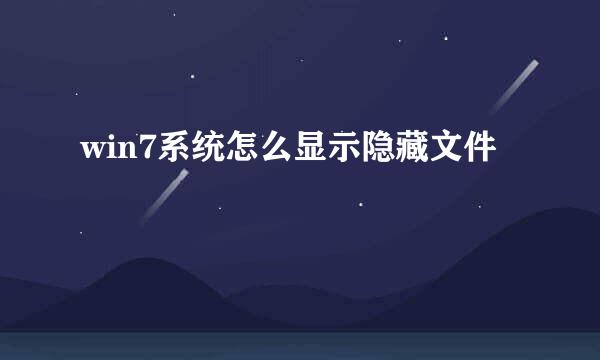 win7系统怎么显示隐藏文件