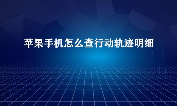 苹果手机怎么查行动轨迹明细