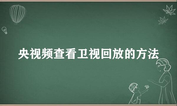 央视频查看卫视回放的方法