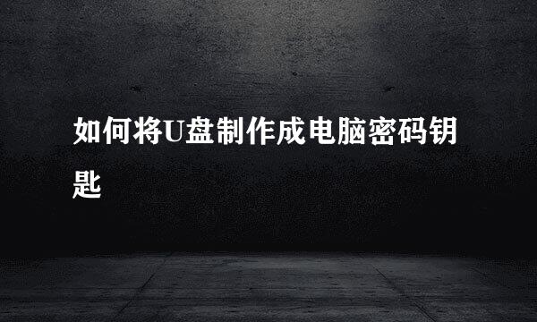 如何将U盘制作成电脑密码钥匙