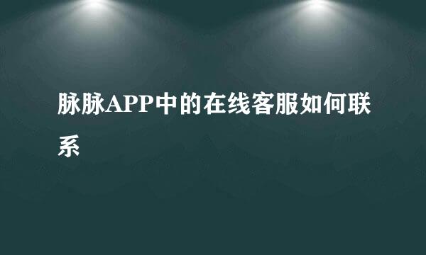 脉脉APP中的在线客服如何联系