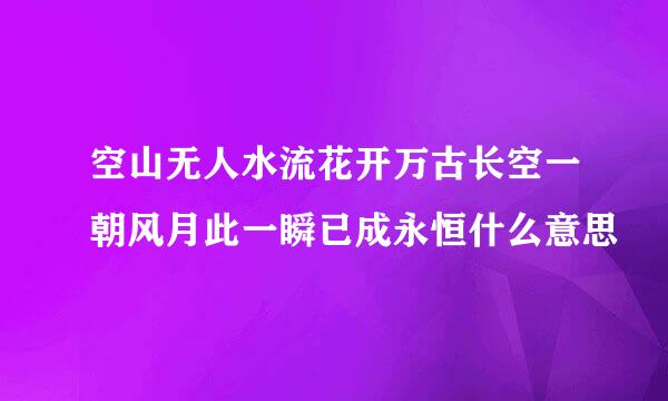 空山无人水流花开万古长空一朝风月此一瞬已成永恒什么意思