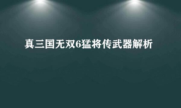 真三国无双6猛将传武器解析