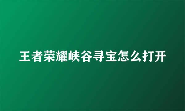 王者荣耀峡谷寻宝怎么打开