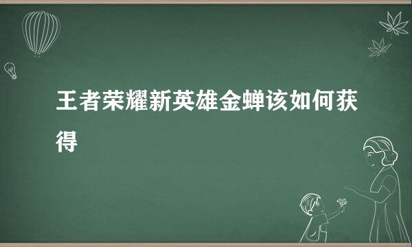 王者荣耀新英雄金蝉该如何获得