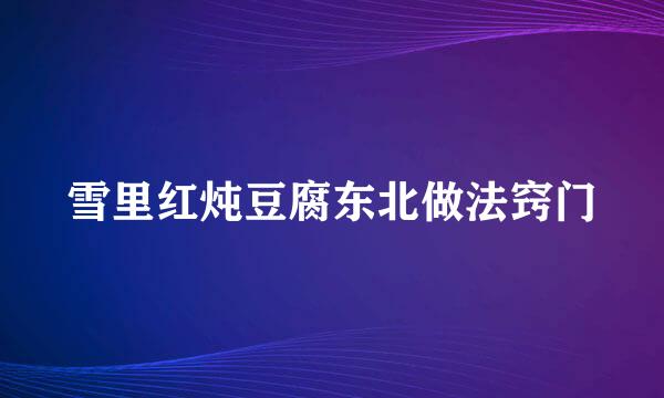 雪里红炖豆腐东北做法窍门
