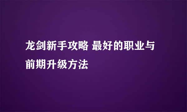 龙剑新手攻略 最好的职业与前期升级方法