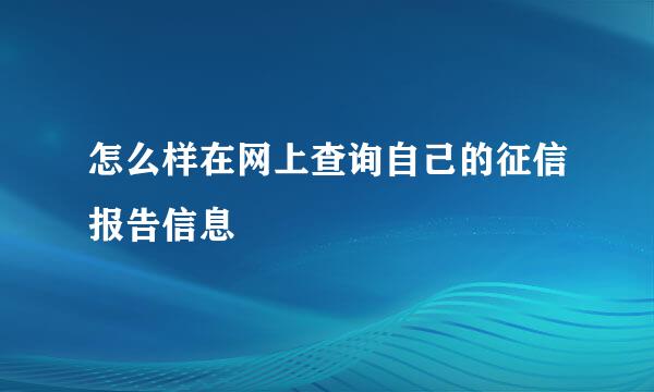 怎么样在网上查询自己的征信报告信息