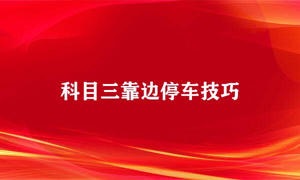 科目三靠边停车技巧