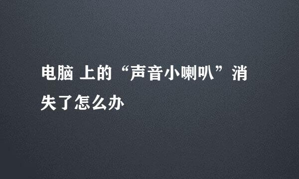 电脑 上的“声音小喇叭”消失了怎么办
