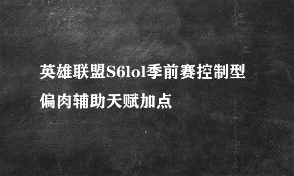 英雄联盟S6lol季前赛控制型偏肉辅助天赋加点
