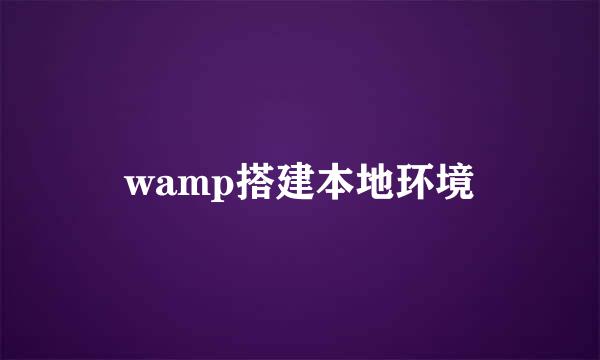 wamp搭建本地环境