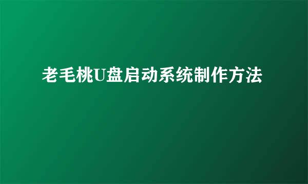 老毛桃U盘启动系统制作方法