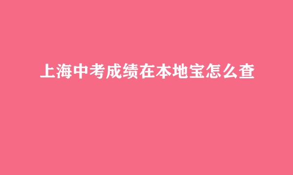 上海中考成绩在本地宝怎么查