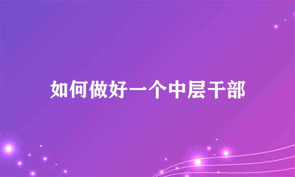如何做好一个中层干部