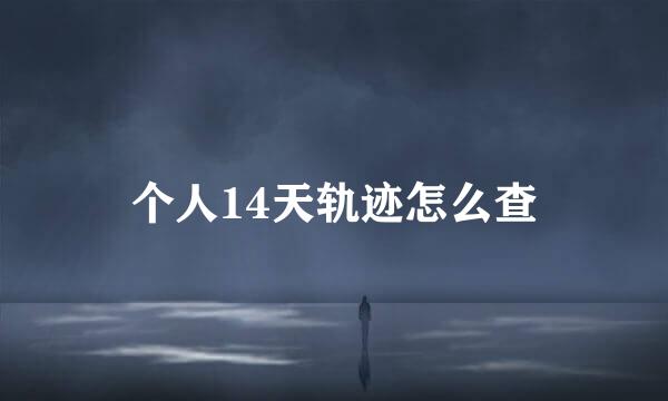 个人14天轨迹怎么查