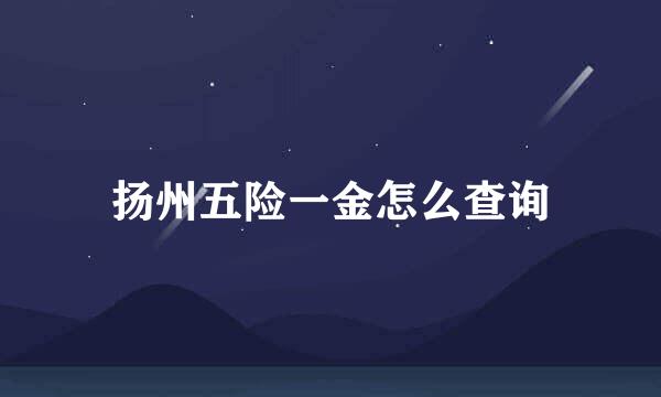 扬州五险一金怎么查询