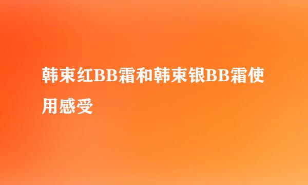 韩束红BB霜和韩束银BB霜使用感受