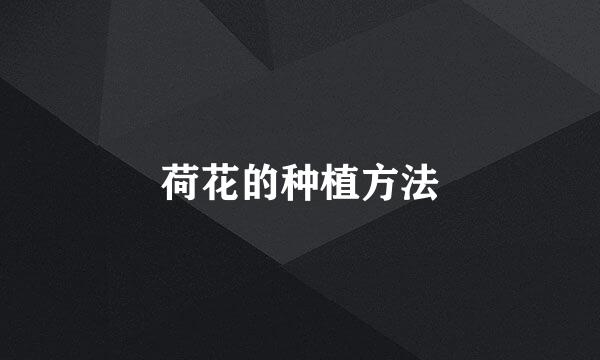 荷花的种植方法