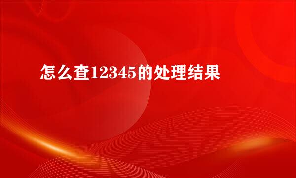 怎么查12345的处理结果