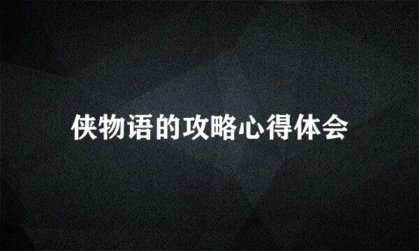 侠物语的攻略心得体会