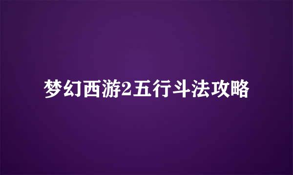 梦幻西游2五行斗法攻略