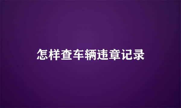 怎样查车辆违章记录