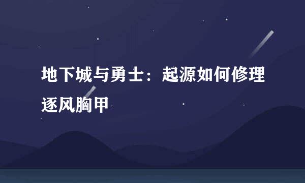 地下城与勇士：起源如何修理逐风胸甲