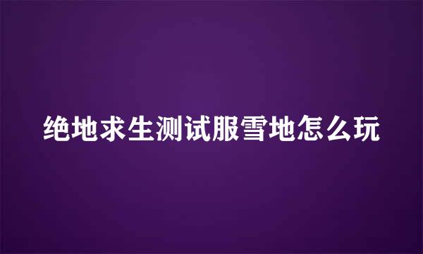 绝地求生测试服雪地怎么玩