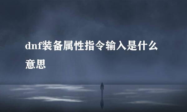 dnf装备属性指令输入是什么意思