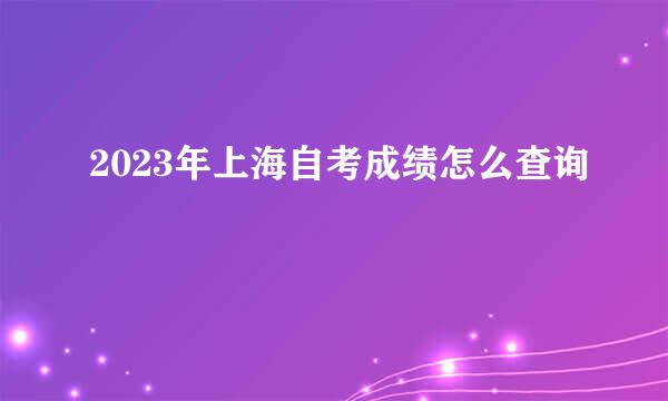 2023年上海自考成绩怎么查询