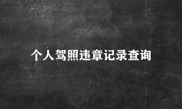 个人驾照违章记录查询