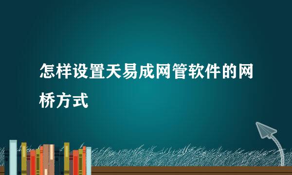 怎样设置天易成网管软件的网桥方式