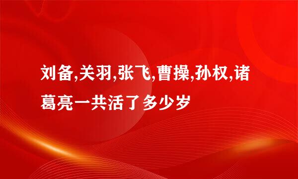 刘备,关羽,张飞,曹操,孙权,诸葛亮一共活了多少岁